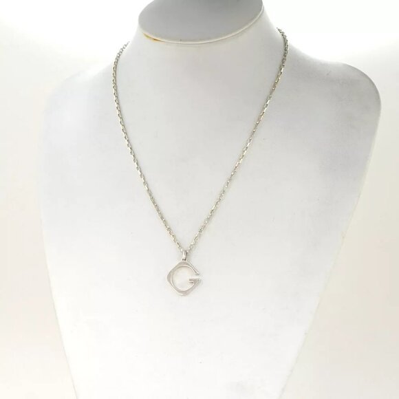 GUCCI G Logo Square Necklace 20" Silver 925 Auth w/Bag g1141-3 - Picture 1 of 16